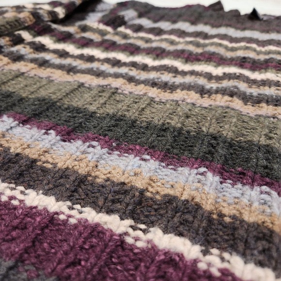 VTG Banana Republic Mens XL Ribbed Striped Lambs Wool Blend Crewneck Sweater - Picture 3 of 8